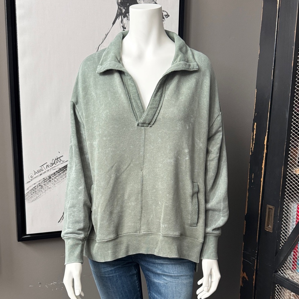 Pink Rose Sage Oversized V-Neck Sweater